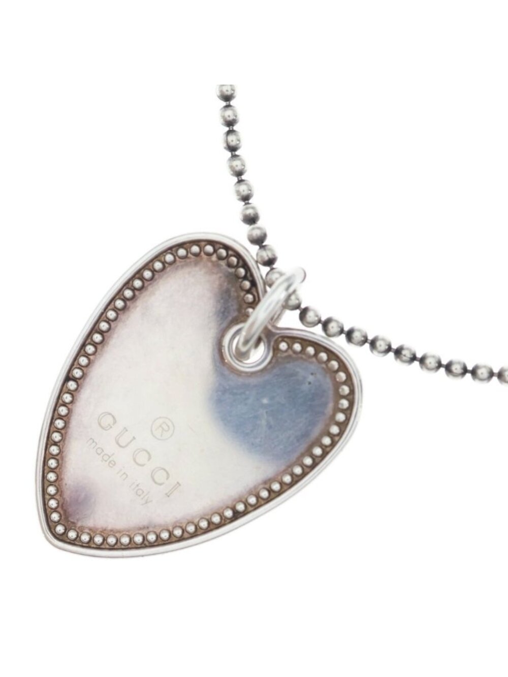Gucci Heart Plate Necklace Ballchain Silver